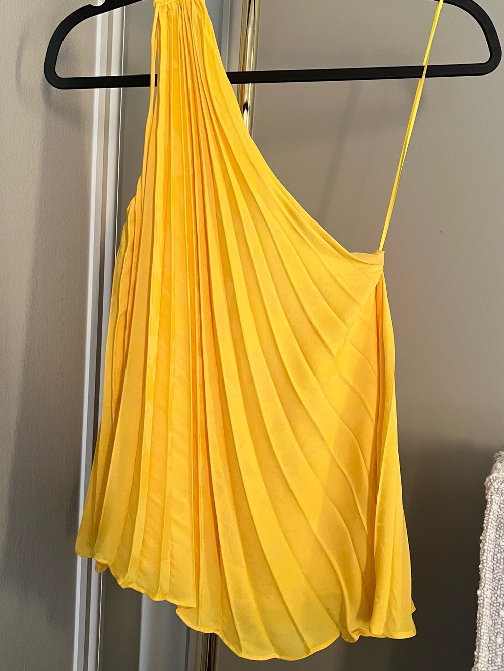 Banana Republic Yellow One-Shoulder Pleated Mini Dress